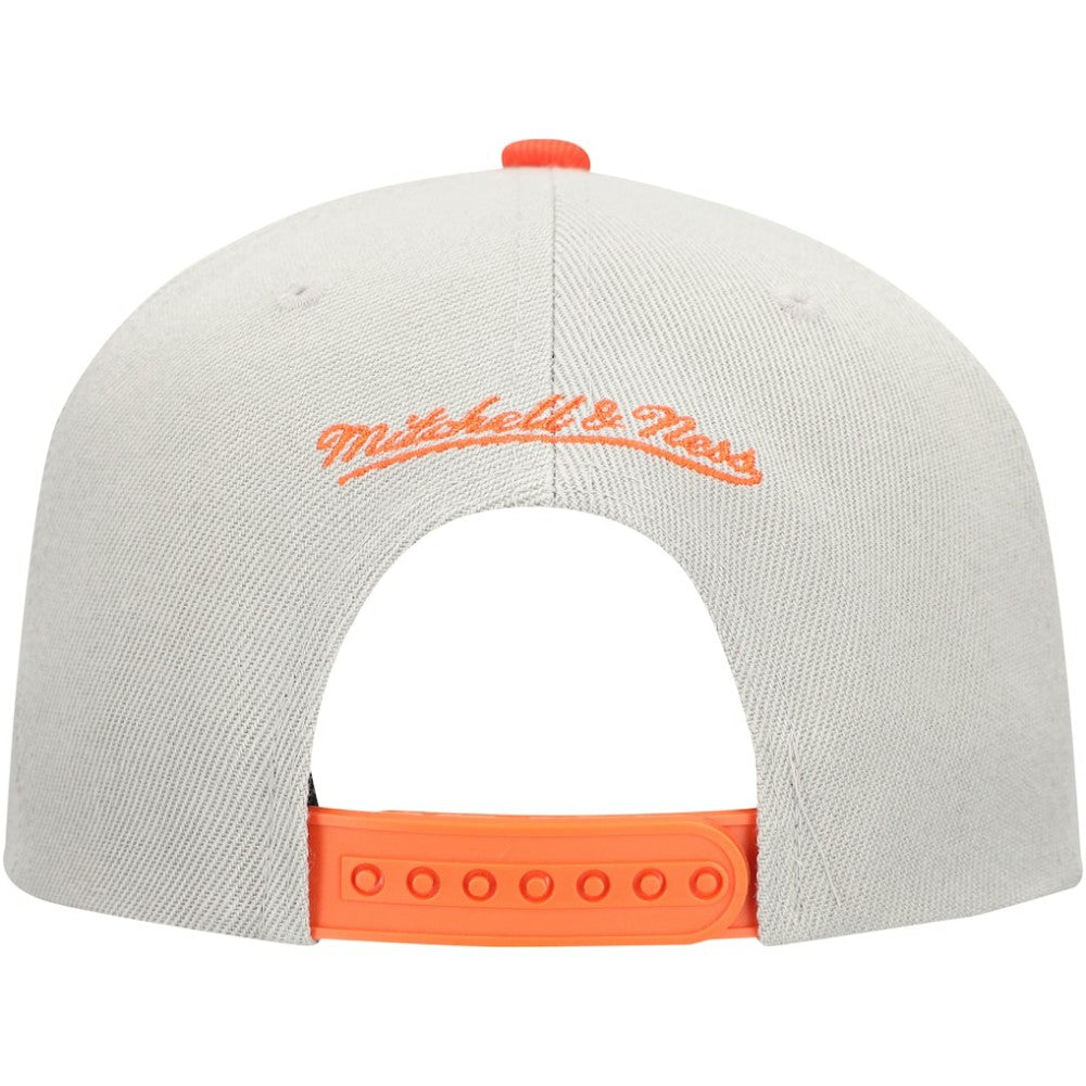 Houston Astros Knock Out Panel Snapback Hat Gray/Orange | Mitchell & Ness