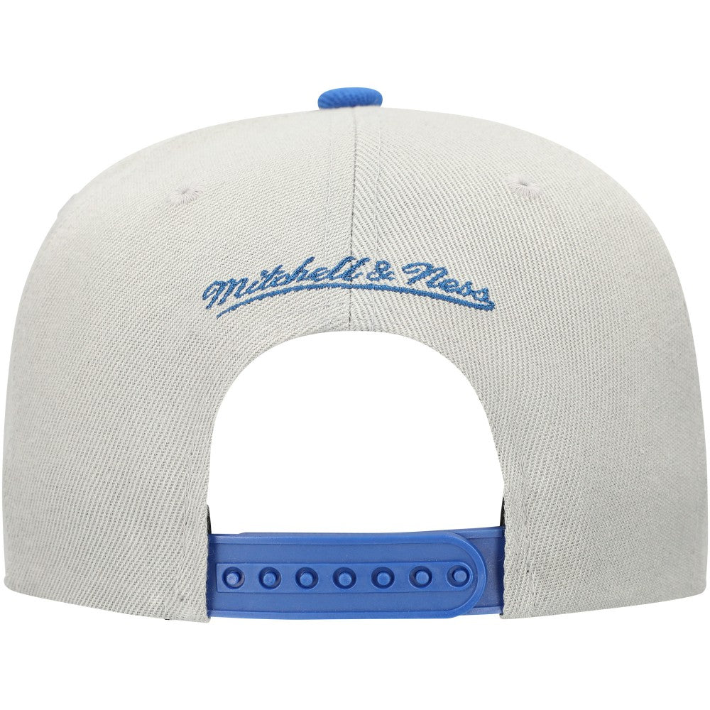 Los Angeles Dodgers Knock Out Panel Snapback Hat Gray/Royal | Mitchell & Ness