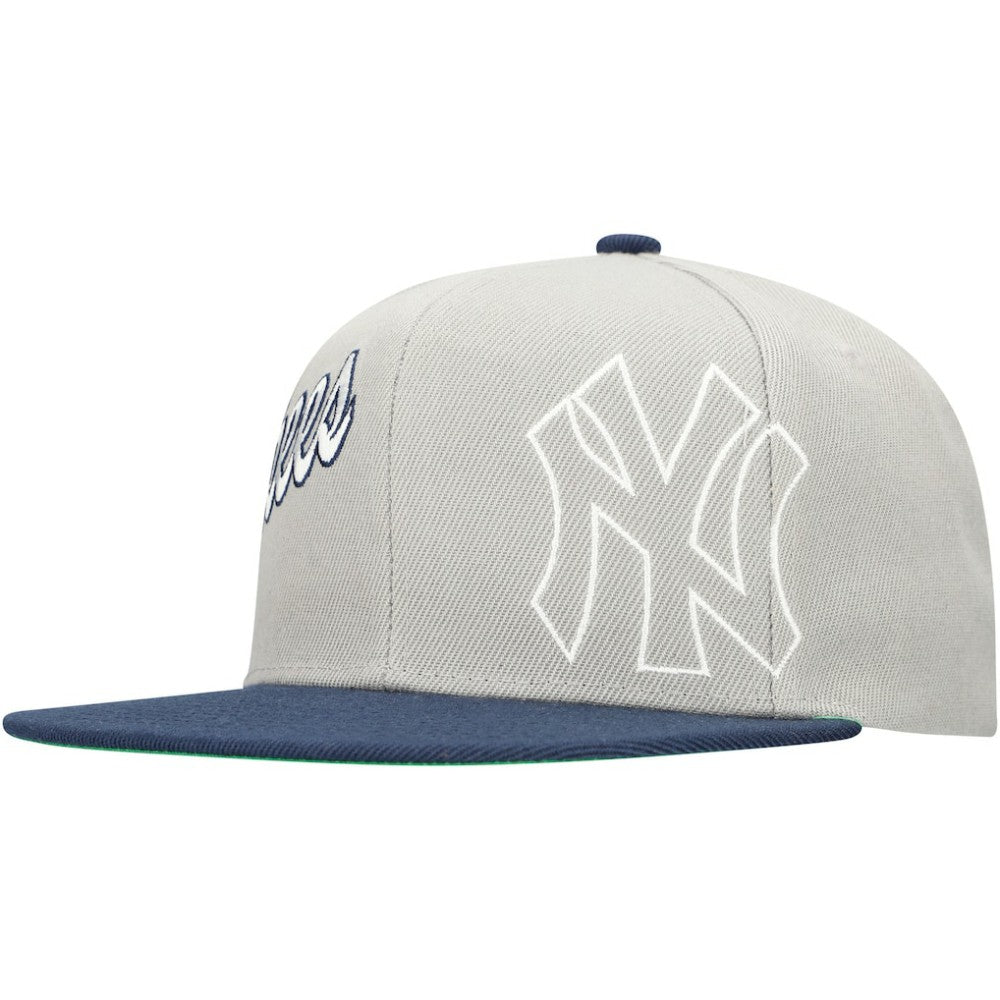 New York Yankees Knock Out Panel Snapback Hat Gray | Mitchell & Ness