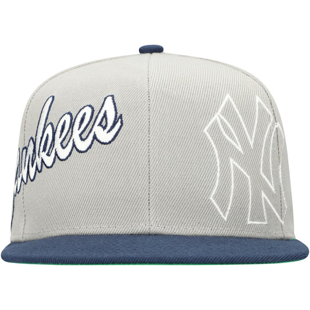 New York Yankees Knock Out Panel Snapback Hat Gray | Mitchell & Ness