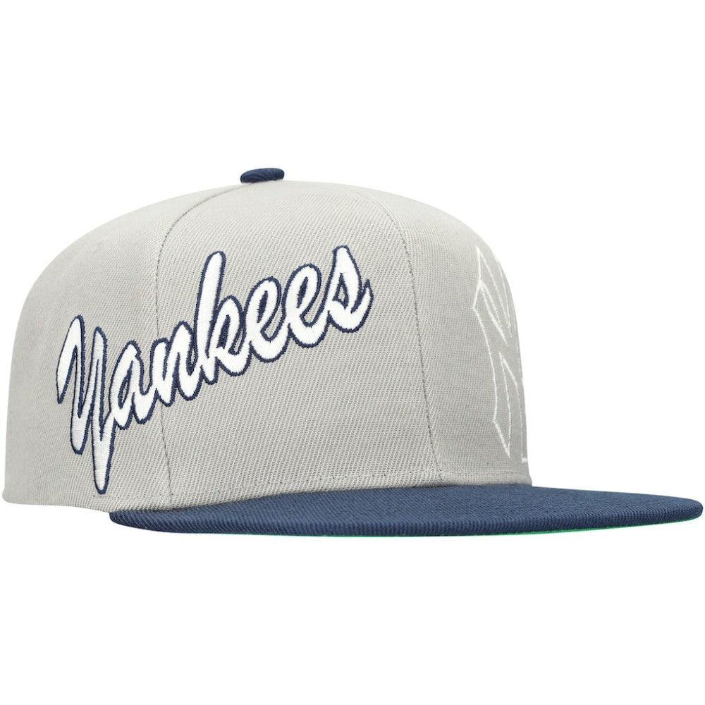 New York Yankees Knock Out Panel Snapback Hat Gray | Mitchell & Ness