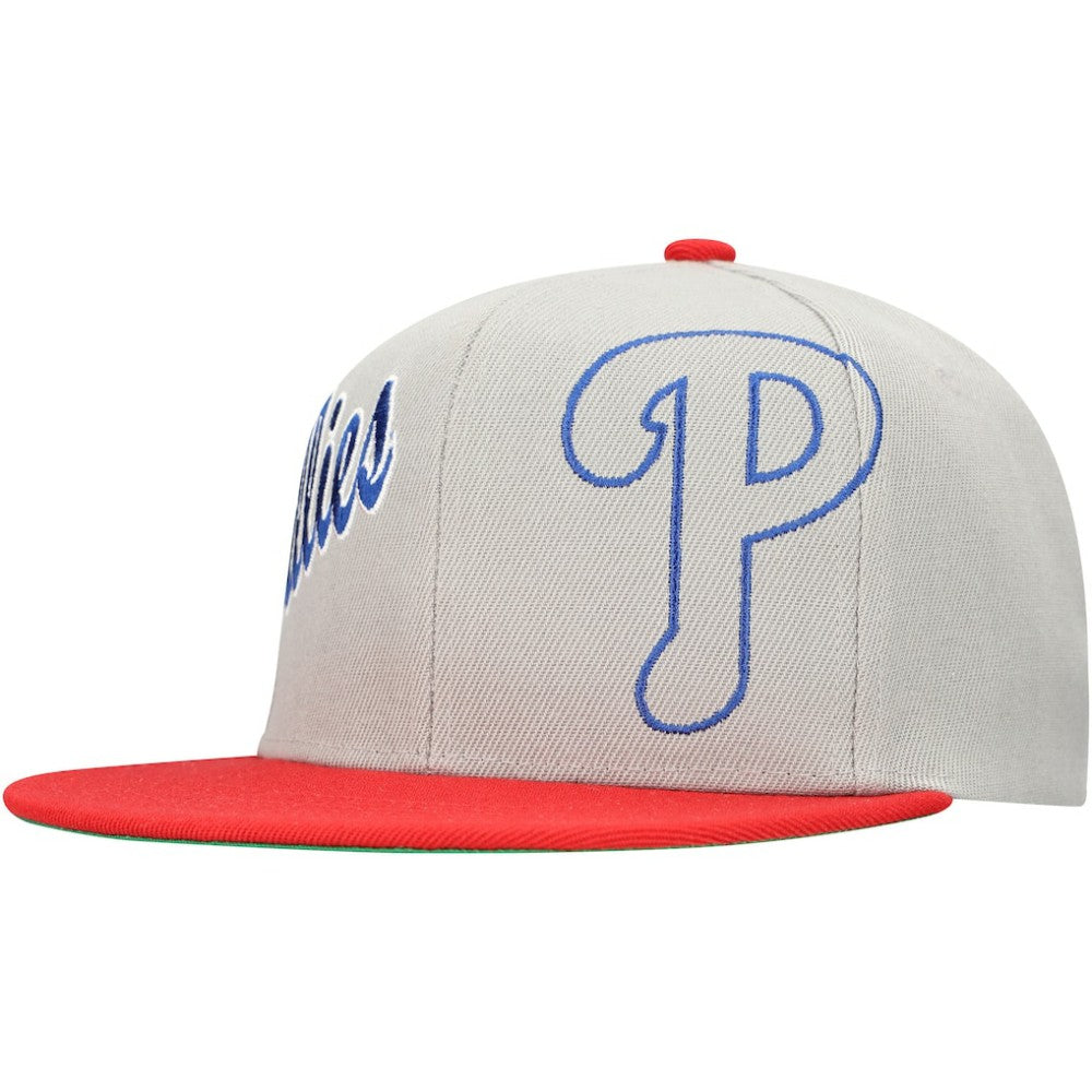 Philadelphia Phillies Knock Out Panel Snapback Hat Gray | Mitchell & Ness