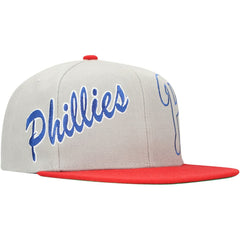 Philadelphia Phillies Knock Out Panel Snapback Hat Gray | Mitchell & Ness