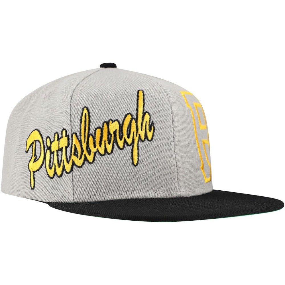 Pittsburgh Pirates Knock Out Panel Snapback Hat Gray | Mitchell & Ness