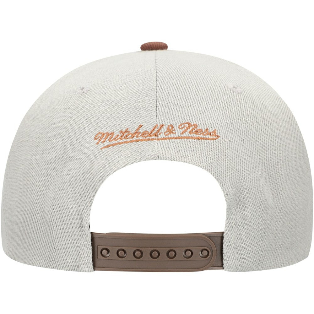 San Diego Padres Knock Out Panel Snapback Hat Gray/Brown | Mitchell & Ness