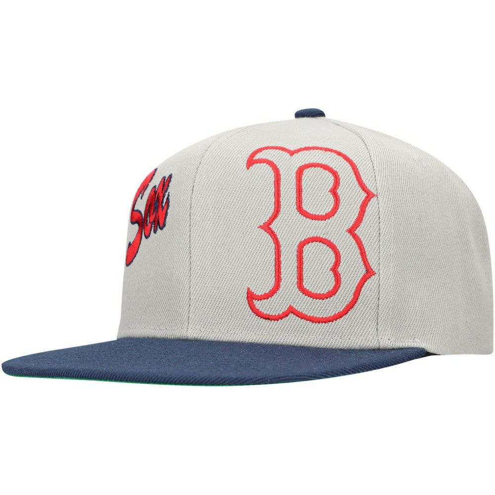Boston Red Sox Knock Out Panel Snapback Hat Gray | Mitchell & Ness