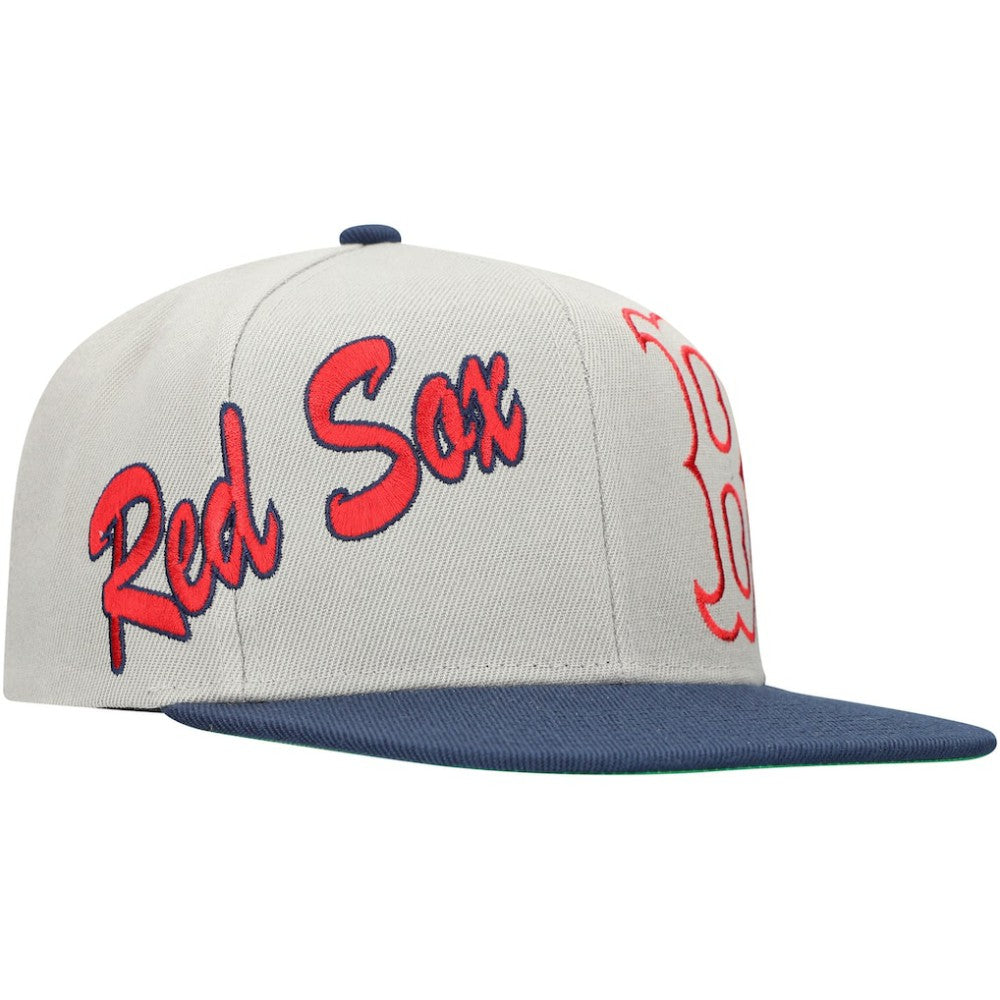 Boston Red Sox Knock Out Panel Snapback Hat Gray | Mitchell & Ness