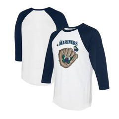 Seattle Mariners Tiny Turnip Unisex Butterfly Glove 3/4-Sleeve Raglan T-Shirt White/Navy
