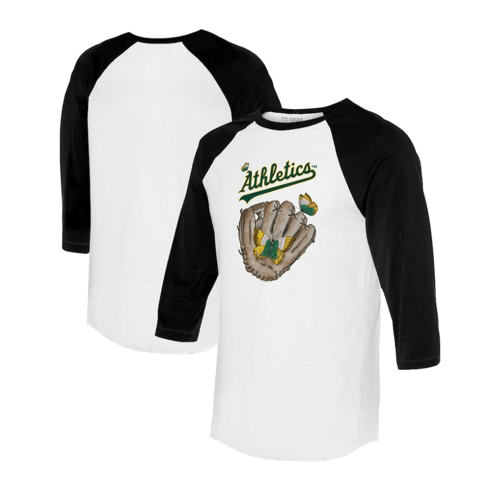 Athletics Tiny Turnip Unisex Butterfly Glove 3/4-Sleeve Raglan T-Shirt White/Black