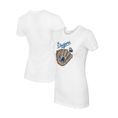 Los Angeles Dodgers Tiny Turnip Women's Butterfly Glove T-Shirt White