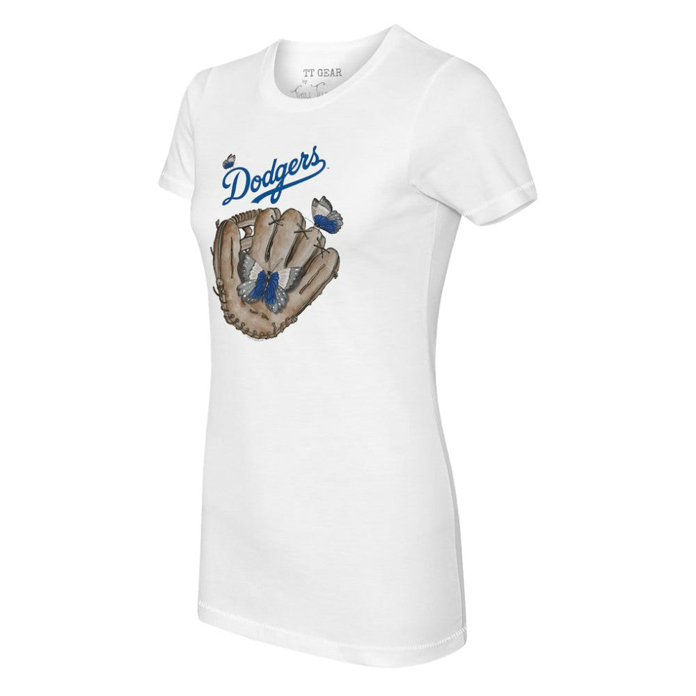 Los Angeles Dodgers Tiny Turnip Women's Butterfly Glove T-Shirt White