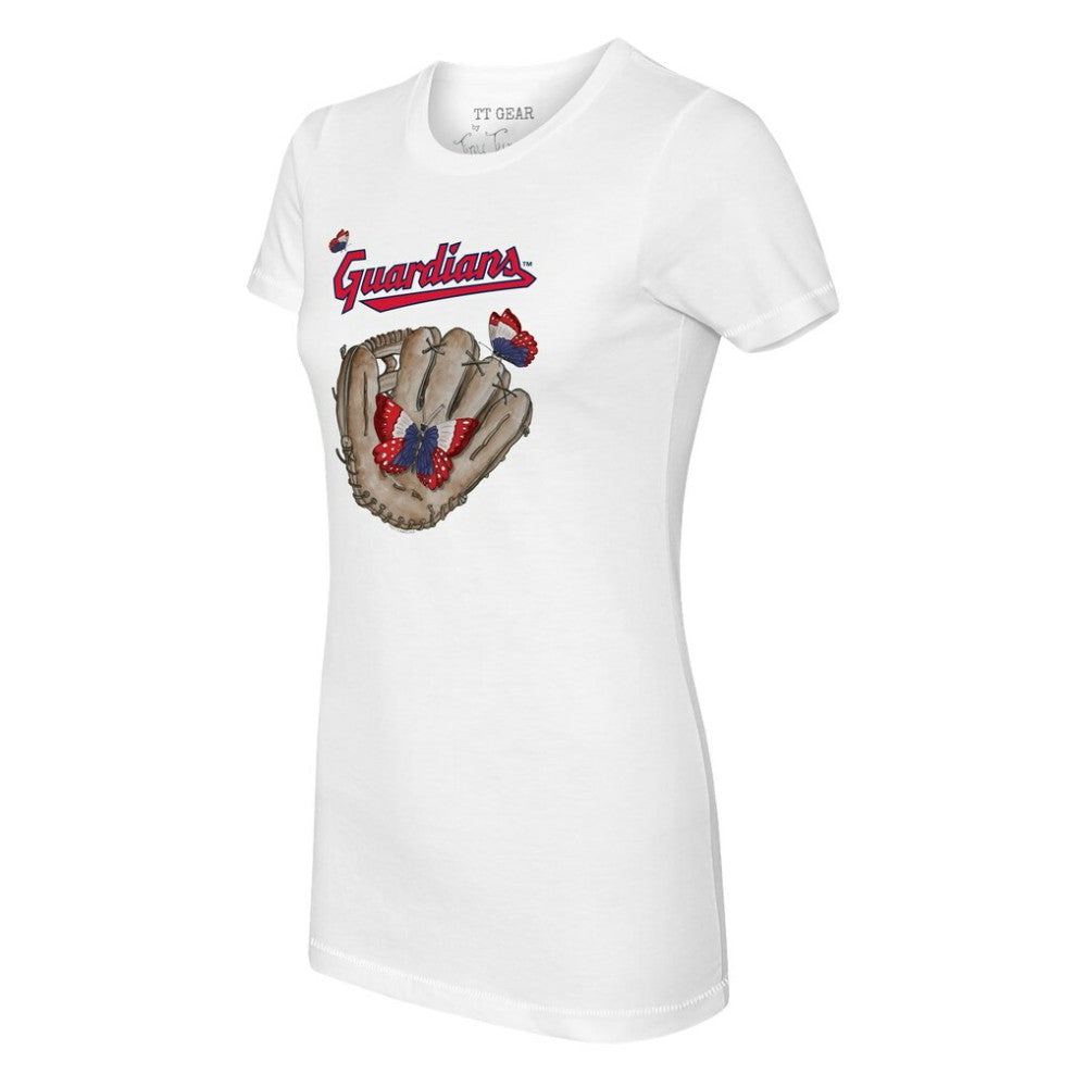 Cleveland Guardians Tiny Turnip Women's Butterfly Glove T-Shirt White