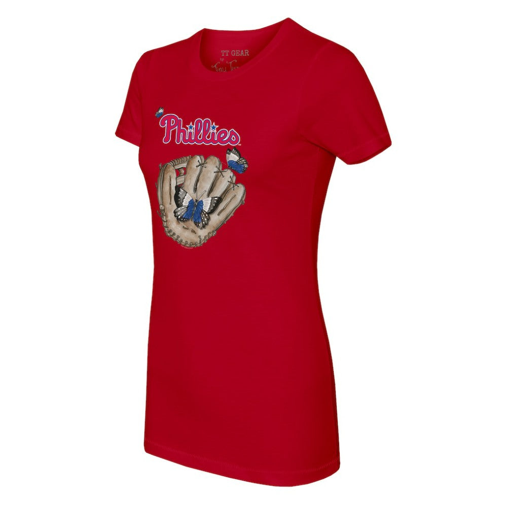 Philadelphia Phillies Tiny Turnip Women's Butterfly Glove T-Shirt Red