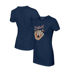 Detroit Tigers Tiny Turnip Women's Butterfly Glove T-Shirt Navy