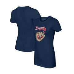 Atlanta Braves Tiny Turnip Women's Butterfly Glove T-Shirt Navy