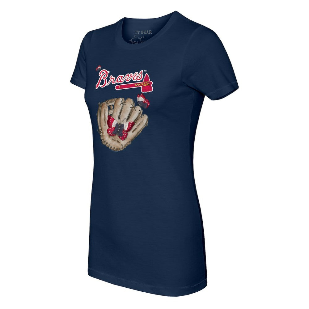 Atlanta Braves Tiny Turnip Women's Butterfly Glove T-Shirt Navy