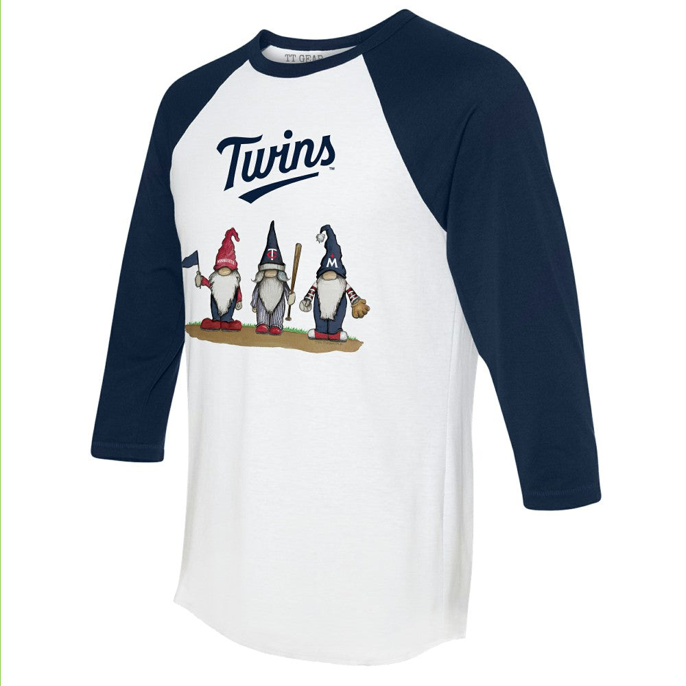 Minnesota Twins Tiny Turnip Unisex Gnomes 3/4-Sleeve Raglan T-Shirt White/Navy