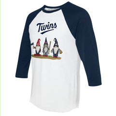 Minnesota Twins Tiny Turnip Unisex Gnomes 3/4-Sleeve Raglan T-Shirt White/Navy