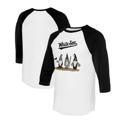 Chicago White Sox Tiny Turnip Unisex Gnomes 3/4-Sleeve Raglan T-Shirt White/Black