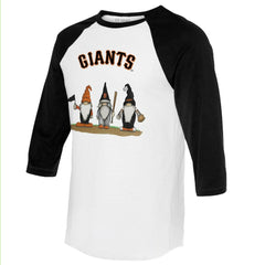 San Francisco Giants Tiny Turnip Unisex Gnomes 3/4-Sleeve Raglan T-Shirt White/Black