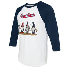 Cleveland Guardians Tiny Turnip Unisex Gnomes 3/4-Sleeve Raglan T-Shirt White/Navy