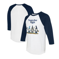 Tampa Bay Rays Tiny Turnip Unisex Gnomes 3/4-Sleeve Raglan T-Shirt White/Navy