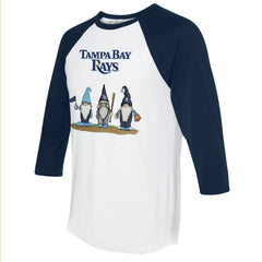Tampa Bay Rays Tiny Turnip Unisex Gnomes 3/4-Sleeve Raglan T-Shirt White/Navy