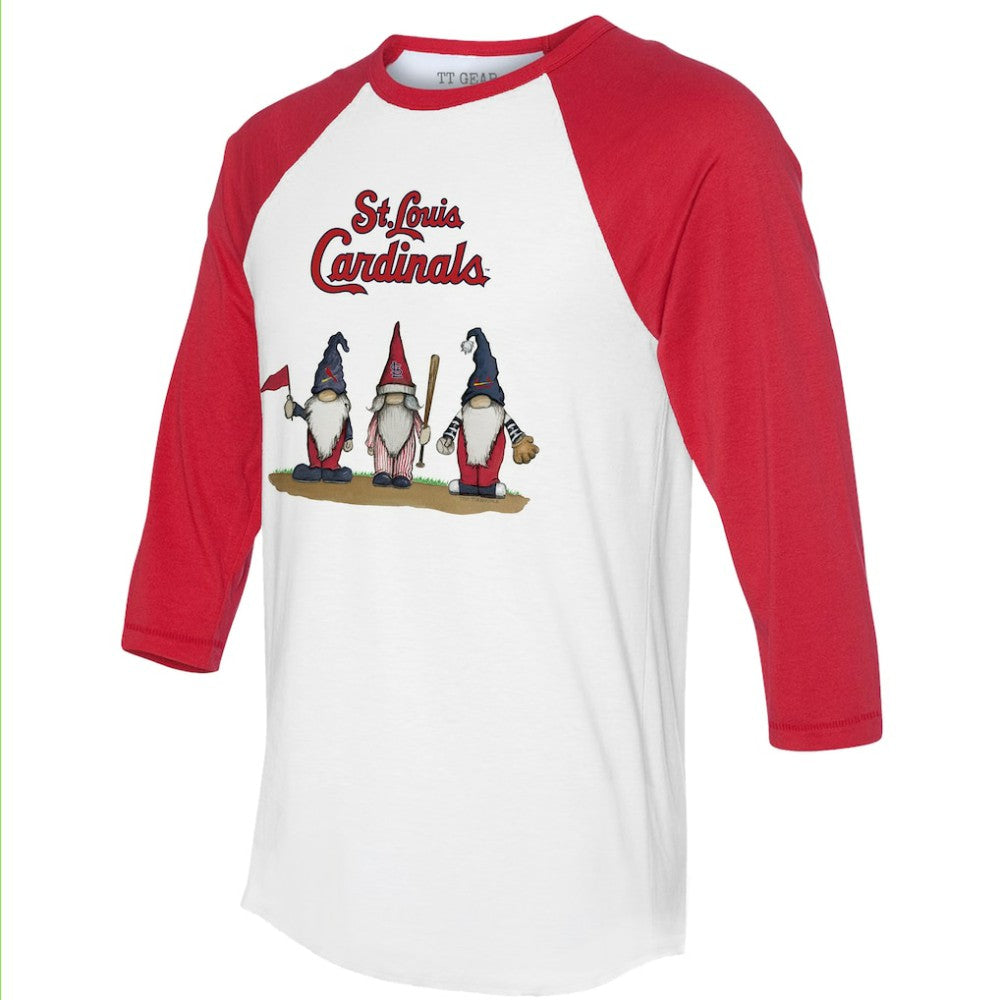 St. Louis Cardinals Tiny Turnip Unisex Gnomes 3/4-Sleeve Raglan T-Shirt White/Red