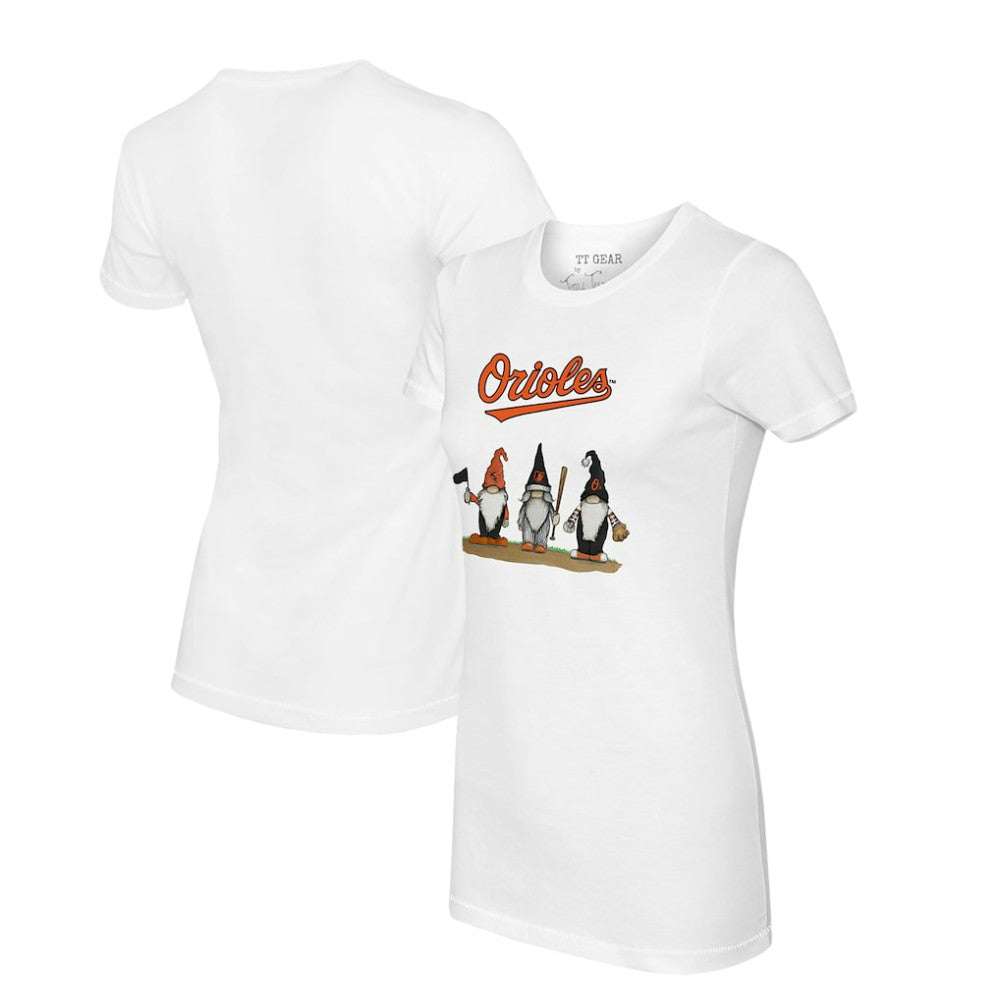 Baltimore Orioles Tiny Turnip Women's Gnomes T-Shirt White