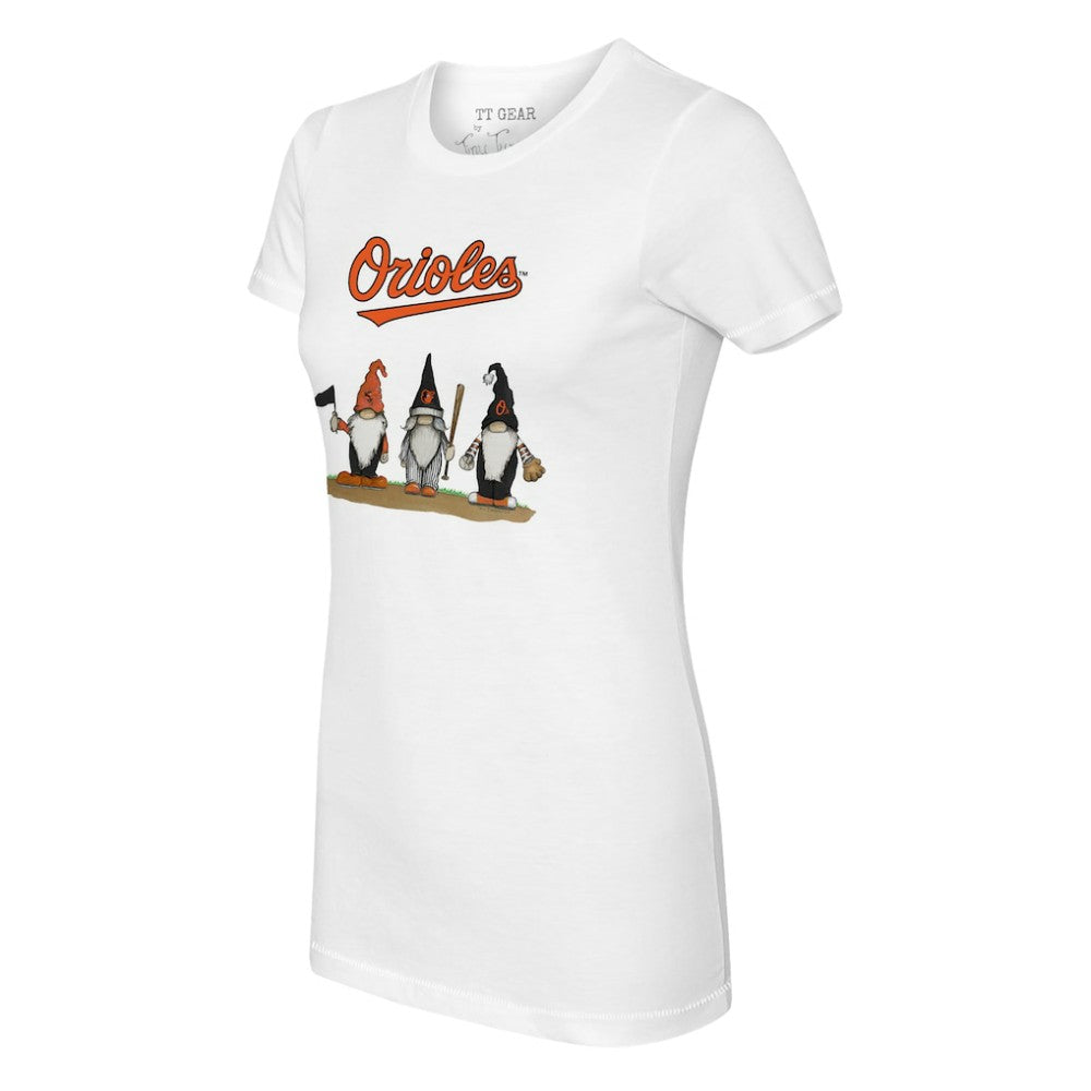 Baltimore Orioles Tiny Turnip Women's Gnomes T-Shirt White
