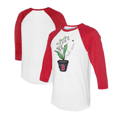 Boston Red Sox Tiny Turnip Unisex Lilies & Ladybugs 3/4-Sleeve Raglan T-Shirt White/Red