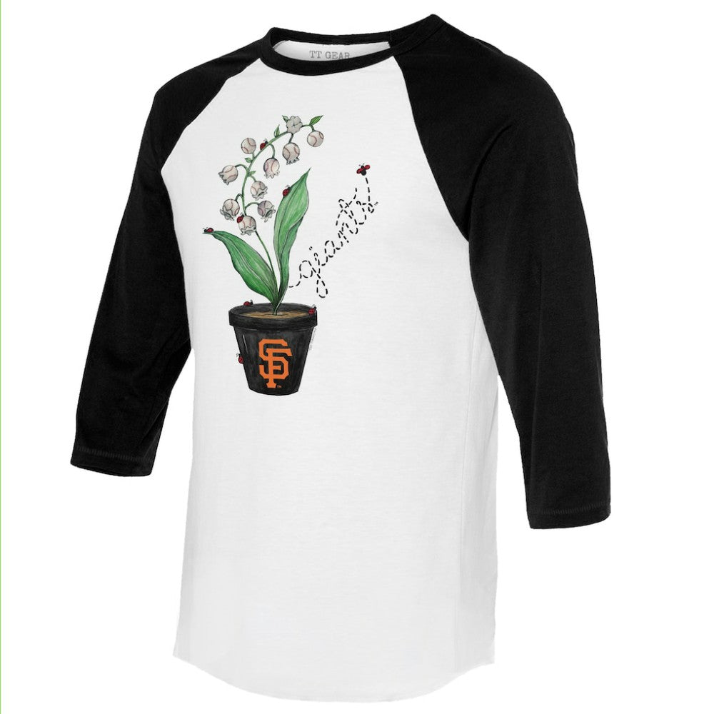 San Francisco Giants Tiny Turnip Unisex Lilies & Ladybugs 3/4-Sleeve Raglan T-Shirt White/Black