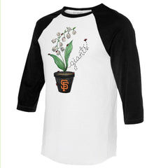 San Francisco Giants Tiny Turnip Unisex Lilies & Ladybugs 3/4-Sleeve Raglan T-Shirt White/Black