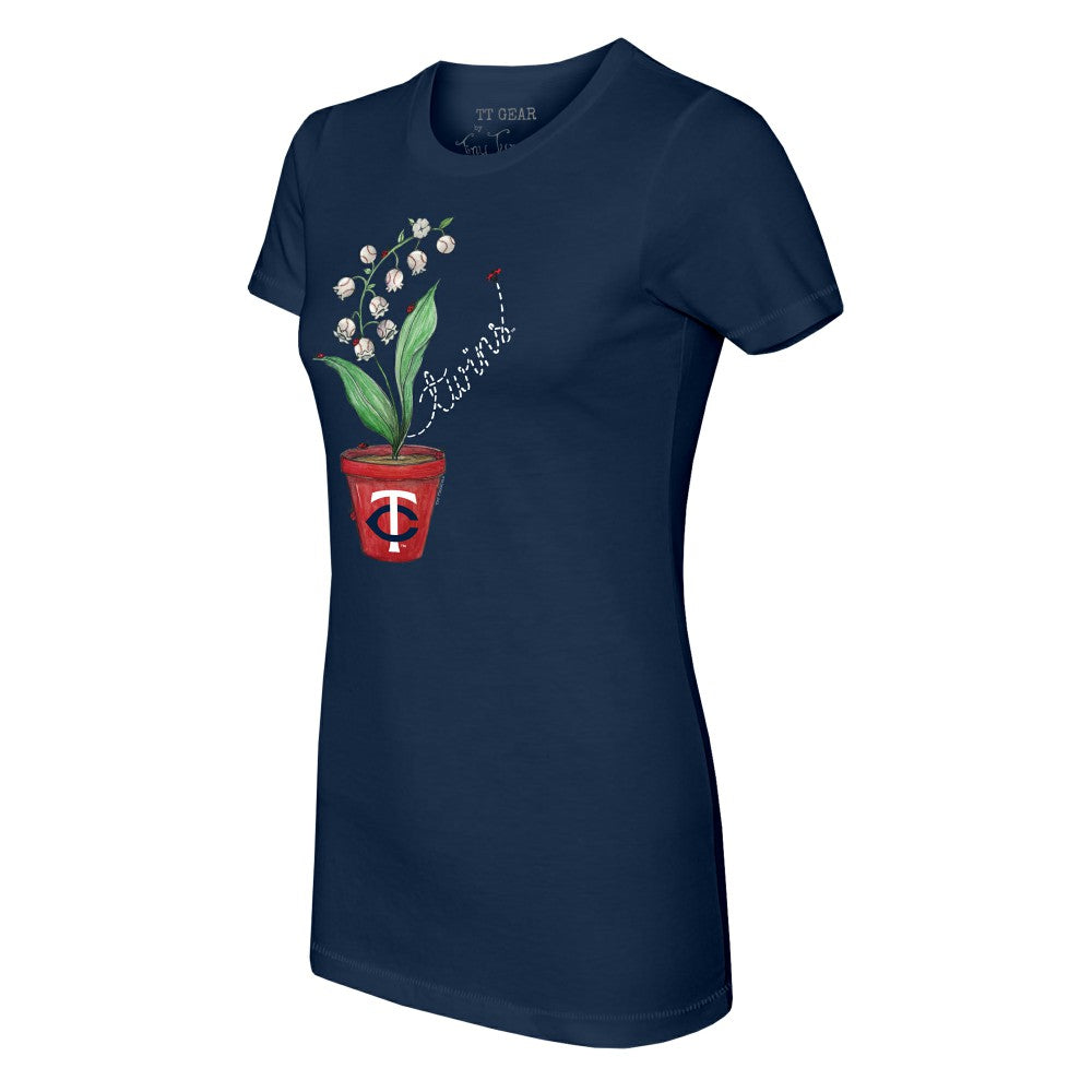 Minnesota Twins Tiny Turnip Women's Lilies & Ladybugs T-Shirt Navy