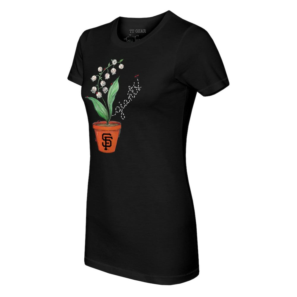 San Francisco Giants Tiny Turnip Women's Lilies & Ladybugs T-Shirt Black