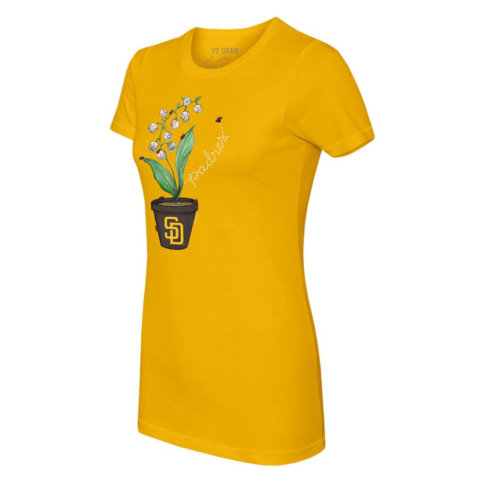 San Diego Padres Tiny Turnip Women's Lilies & Ladybugs T-Shirt Gold