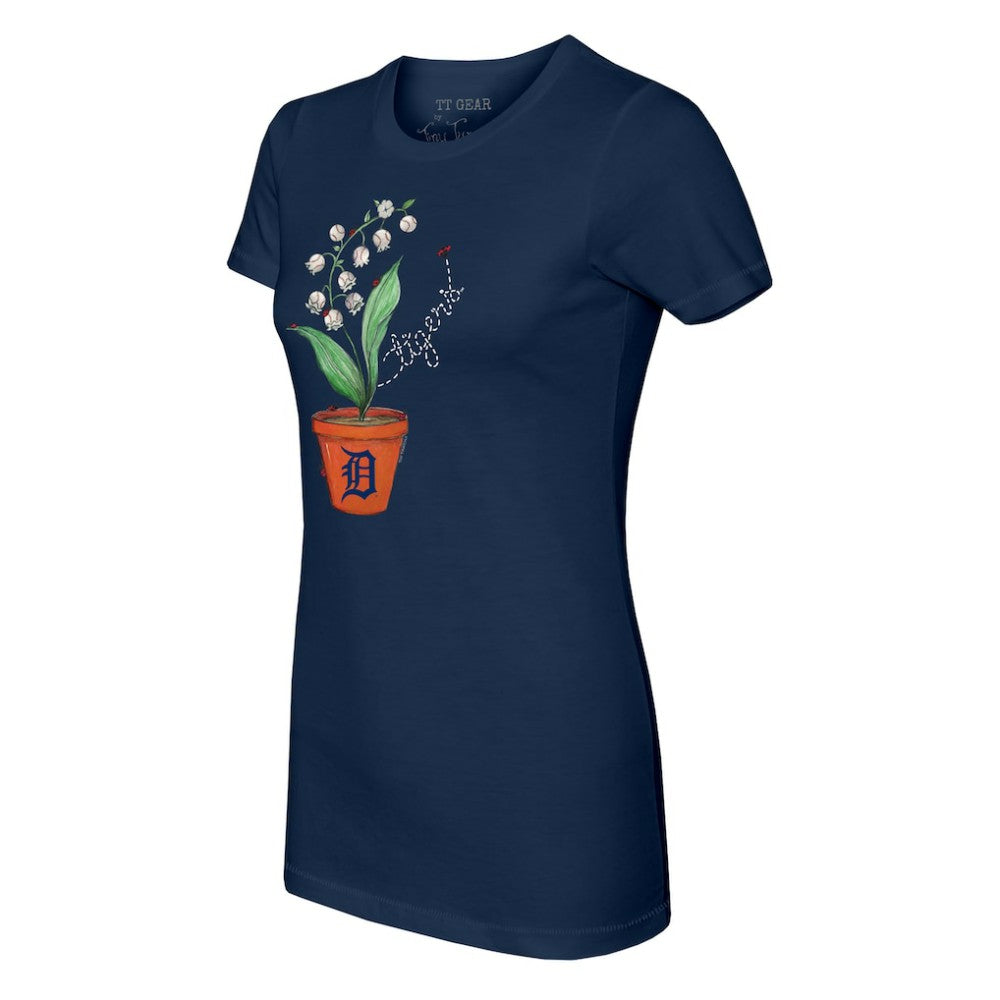 Detroit Tigers Tiny Turnip Women's Lilies & Ladybugs T-Shirt Navy
