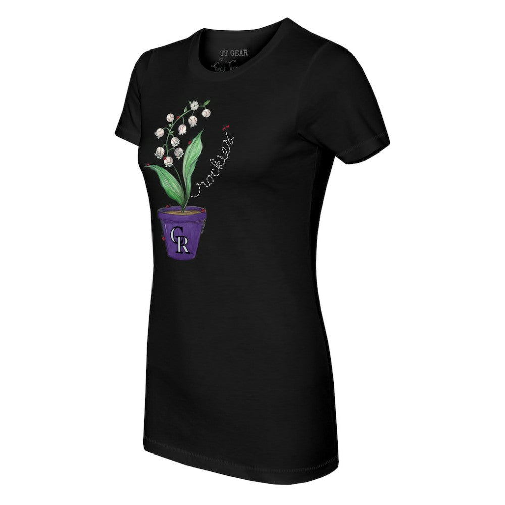 Colorado Rockies Tiny Turnip Women's Lilies & Ladybugs T-Shirt Black