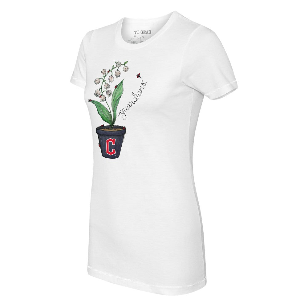 Cleveland Guardians Tiny Turnip Women's Lilies & Ladybugs T-Shirt White