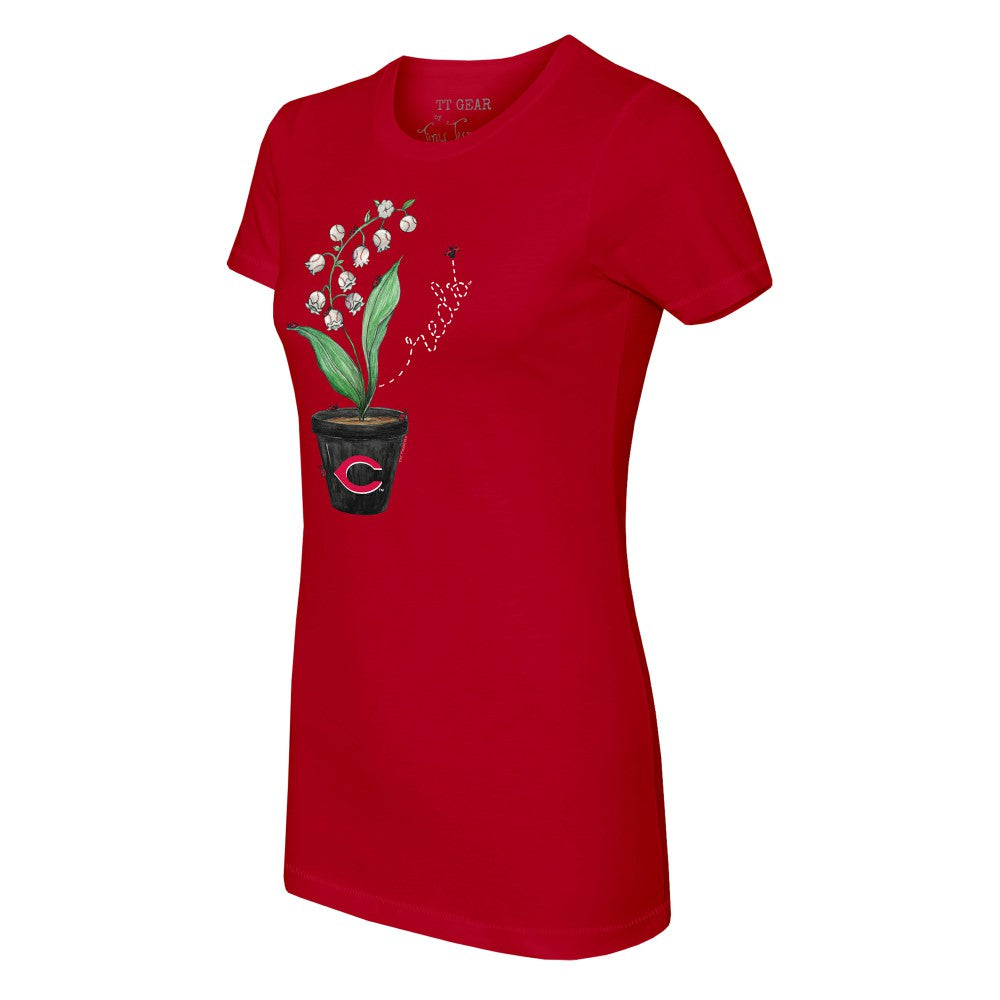 Cincinnati Reds Tiny Turnip Women's Lilies & Ladybugs T-Shirt Red