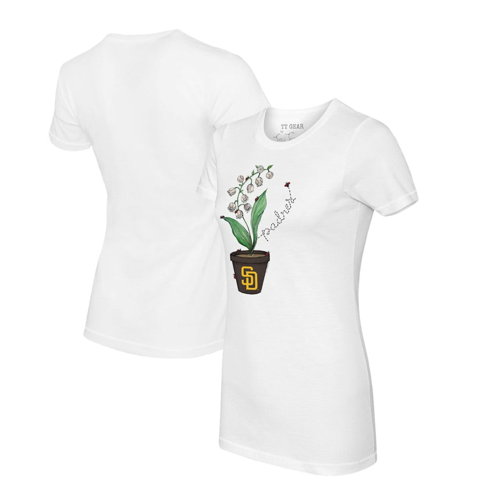 San Diego Padres Tiny Turnip Women's Lilies & Ladybugs T-Shirt White
