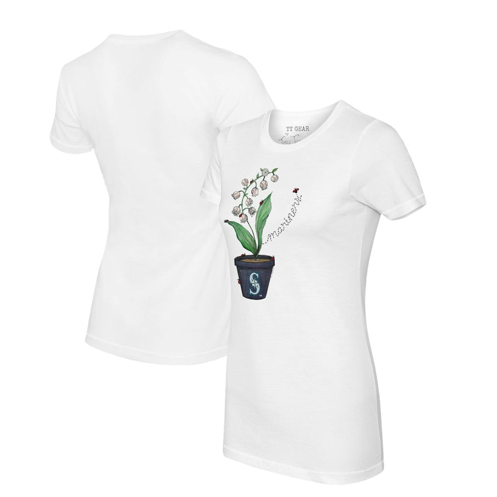 Seattle Mariners Tiny Turnip Women's Lilies & Ladybugs T-Shirt White