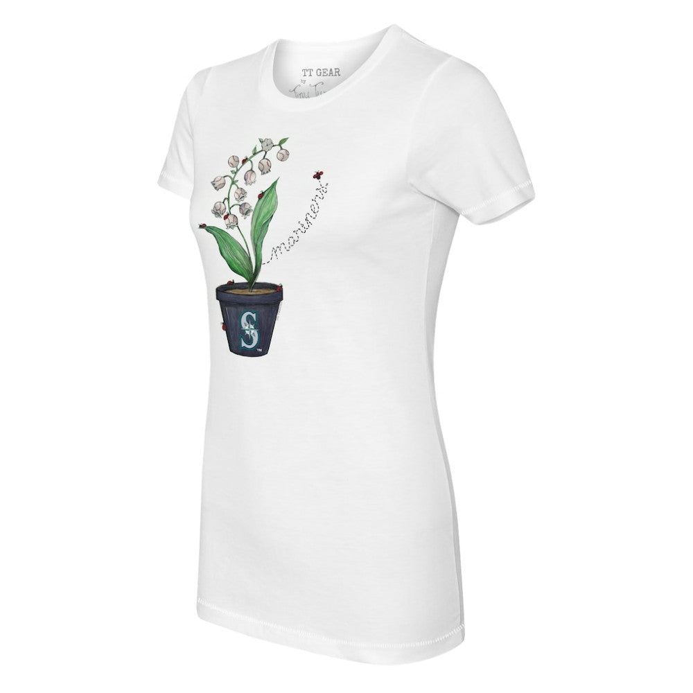 Seattle Mariners Tiny Turnip Women's Lilies & Ladybugs T-Shirt White