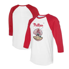 Philadelphia Phillies Tiny Turnip Unisex Mermaid 3/4-Sleeve Raglan T-Shirt White/Red