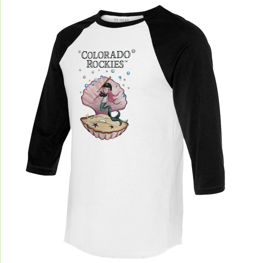 Colorado Rockies Tiny Turnip Unisex Mermaid 3/4-Sleeve Raglan T-Shirt White/Black