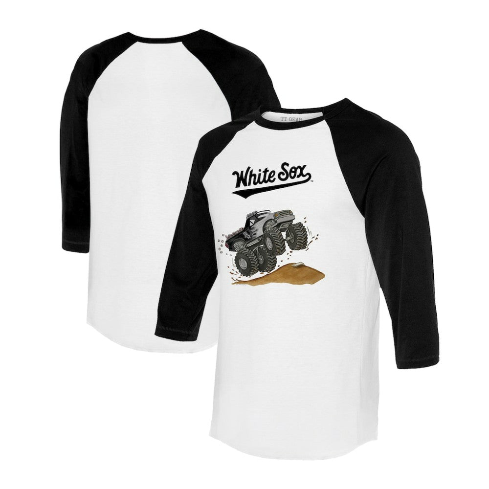 Chicago White Sox Tiny Turnip Unisex Monster Truck 3/4-Sleeve Raglan T-Shirt White/Black