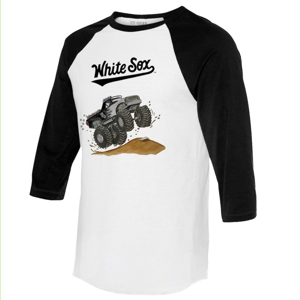 Chicago White Sox Tiny Turnip Unisex Monster Truck 3/4-Sleeve Raglan T-Shirt White/Black