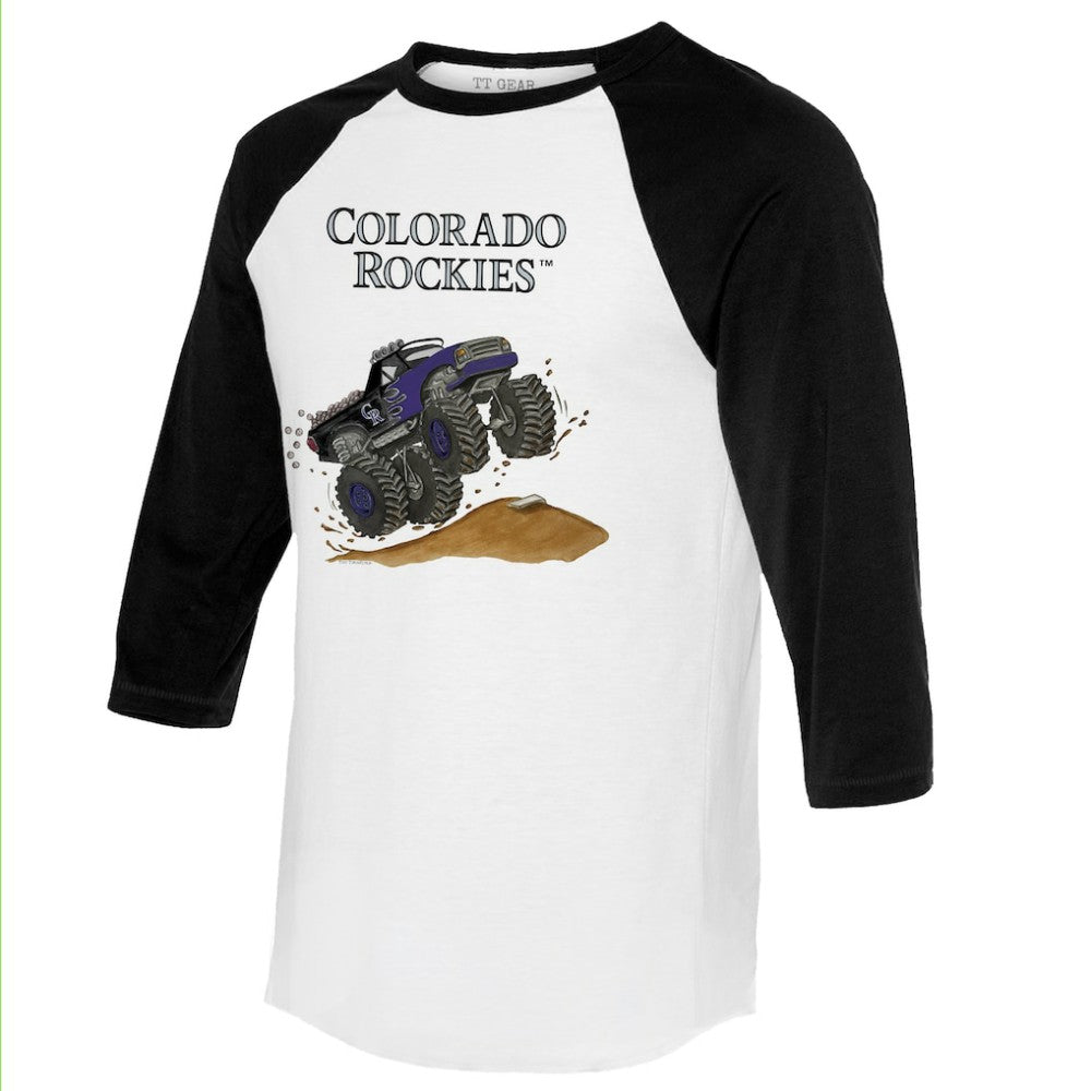 Colorado Rockies Tiny Turnip Unisex Monster Truck 3/4-Sleeve Raglan T-Shirt White/Black