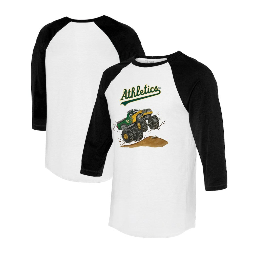 Athletics Tiny Turnip Unisex Monster Truck 3/4-Sleeve Raglan T-Shirt White/Black