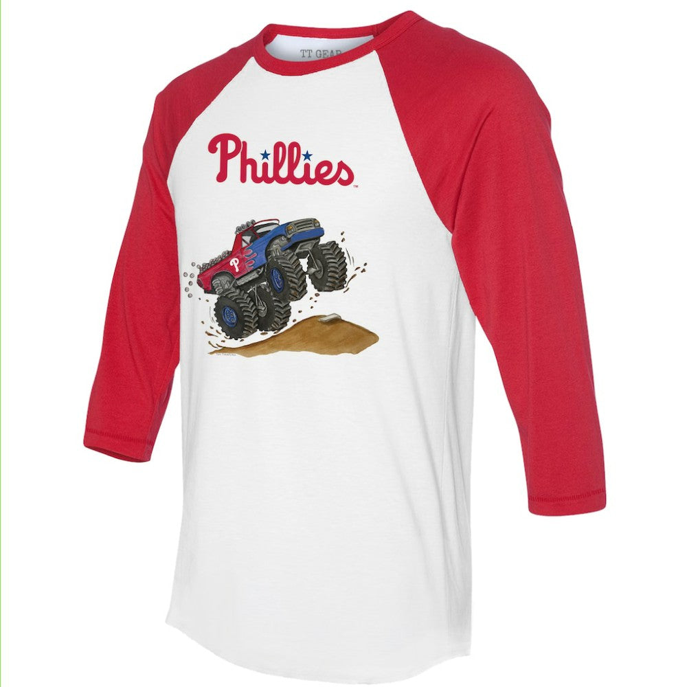 Philadelphia Phillies Tiny Turnip Unisex Monster Truck 3/4-Sleeve Raglan T-Shirt White/Red